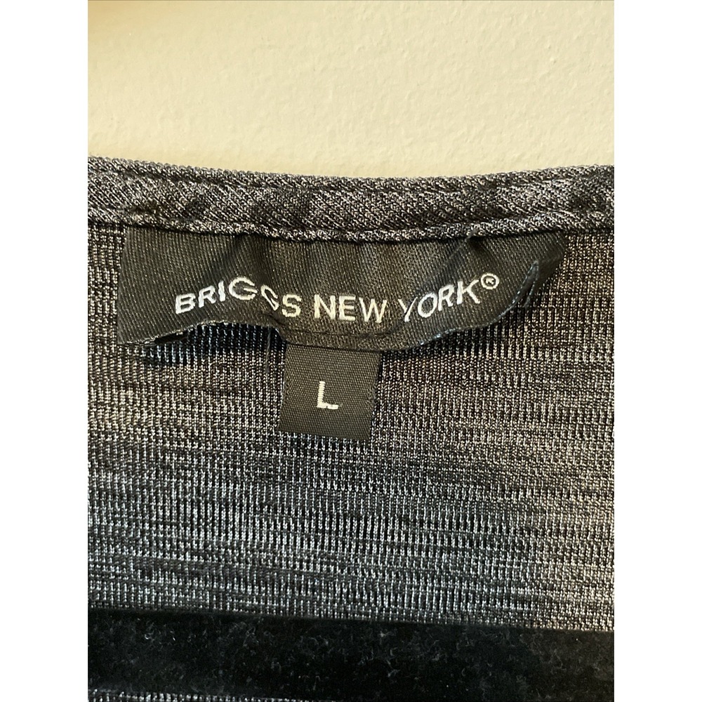 Briggs New York Large Gray Paisley Blouse Stretch V Neck Ruched Top - Picture 5 of 9